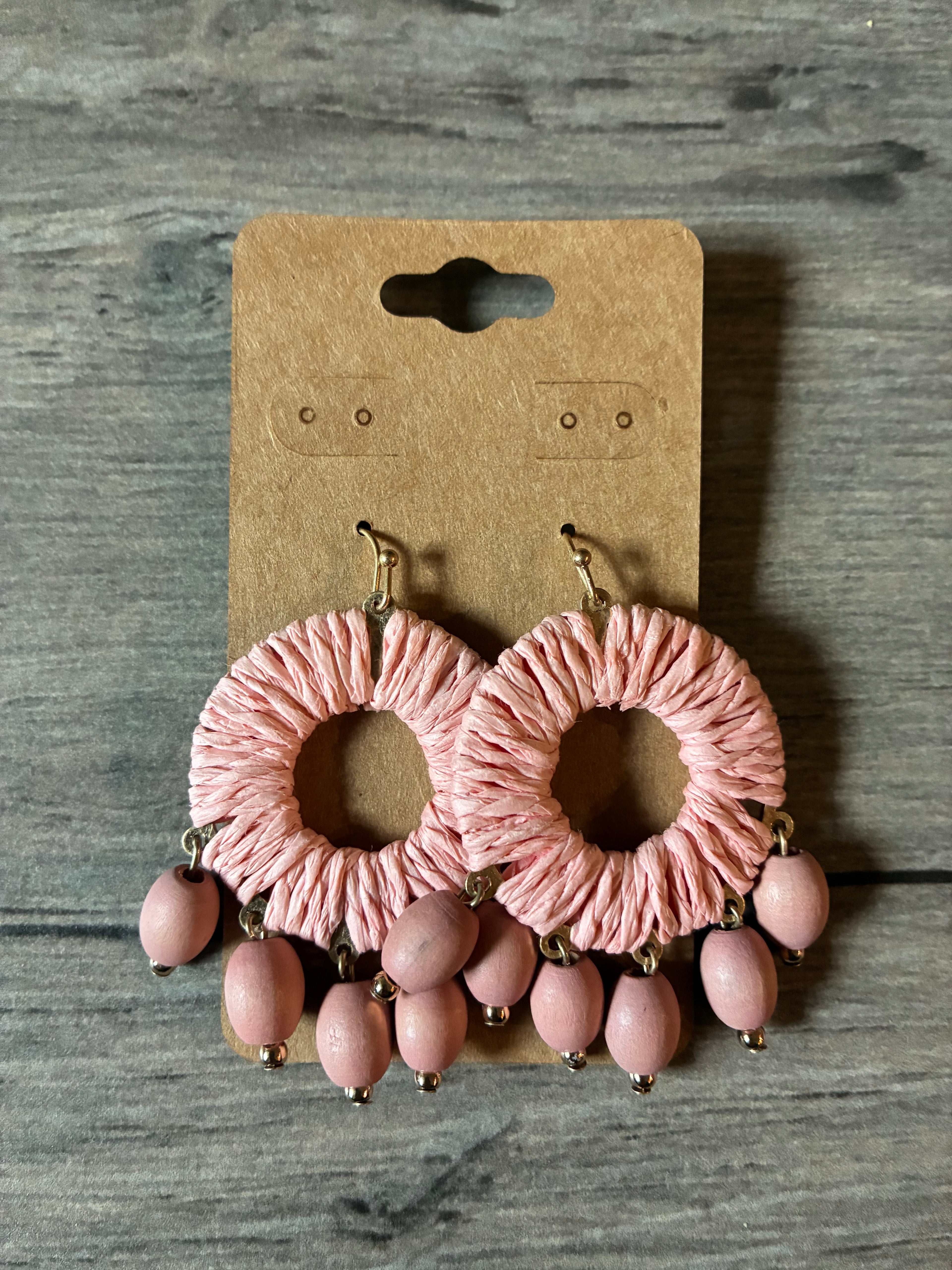 Raffia Straw Woven Cord Earrings