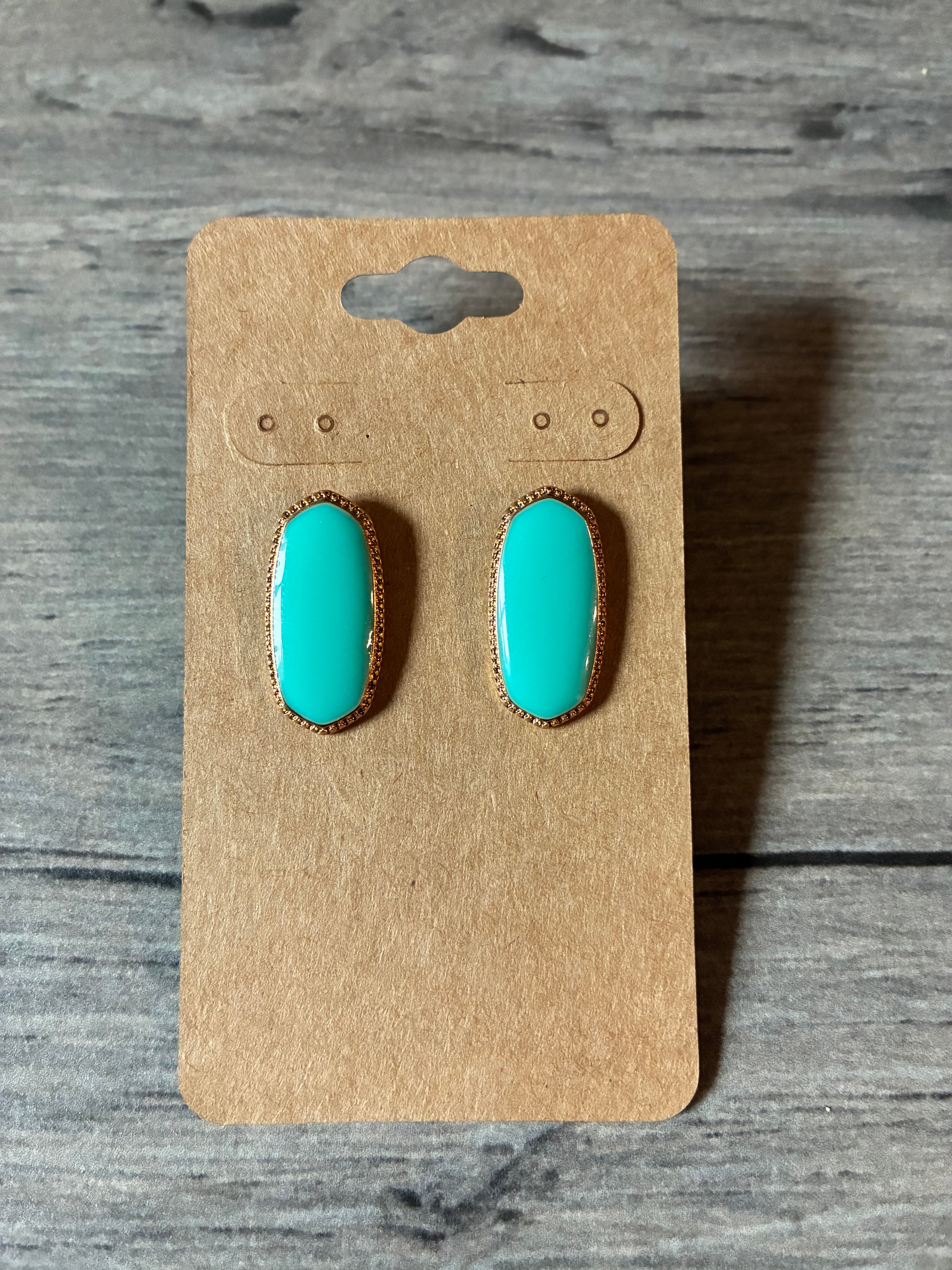 Teal Oval Earrings